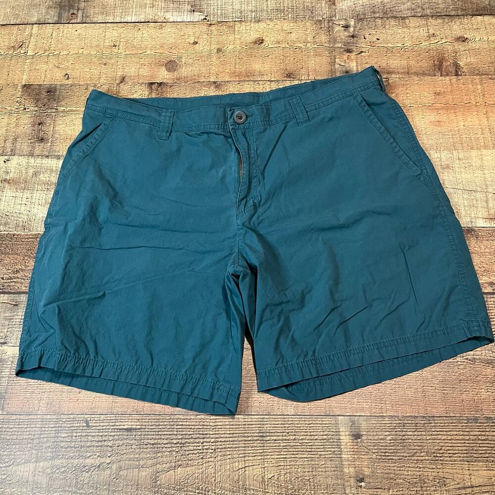Columbia Men's 100% Cotton Washed Out Teal Chino Shorts Sz 38 Outdoors Hiking